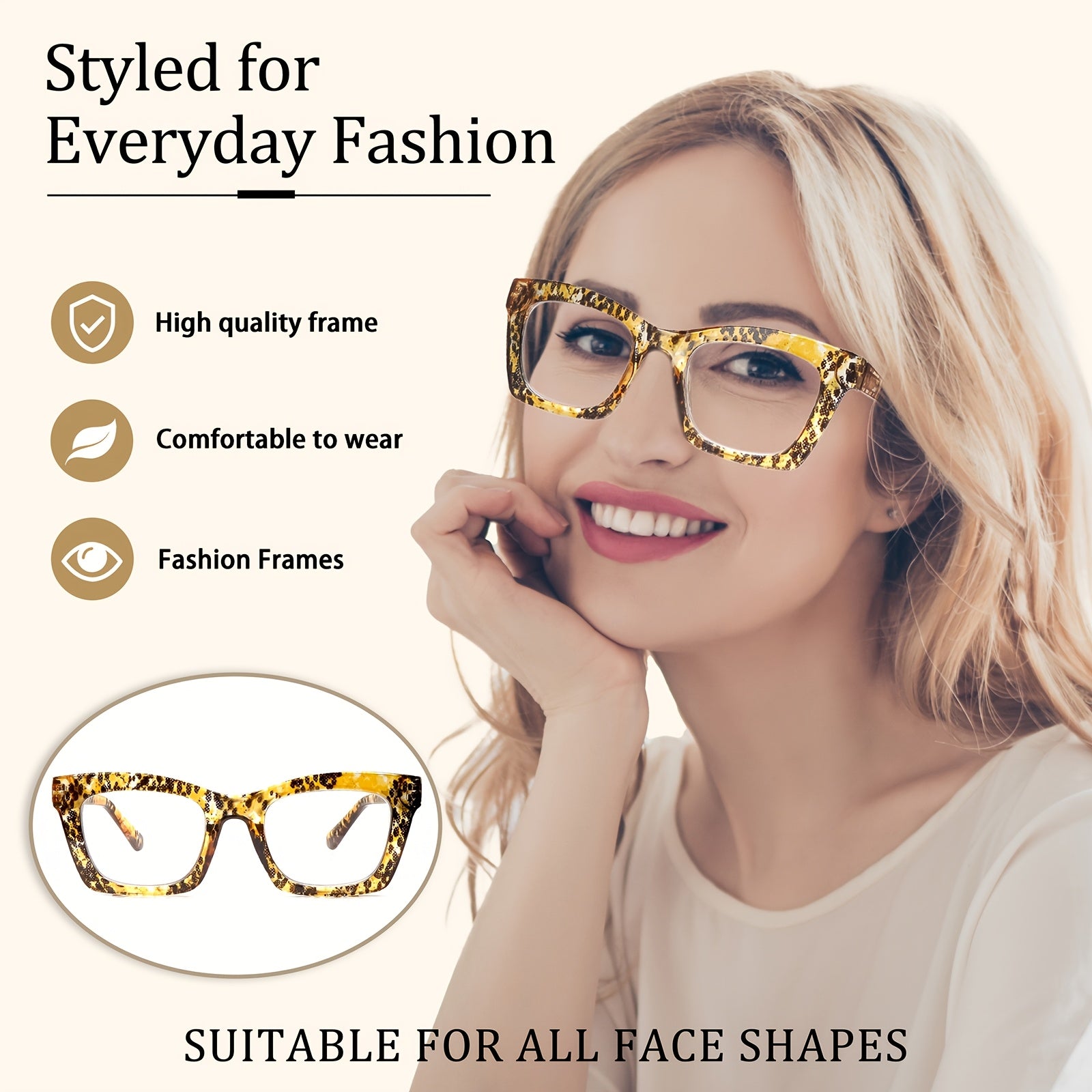 KERECSEN 4 Pack Blue Light Glasses For Women, Anti Blue Light Computer Reading Glasses With Integrated Nose Pads And Metal Spring Hinges, Lightweight Fashion Eyeglasses With Cleaning Cloth, Tortoiseshell Colors For Office Home Use