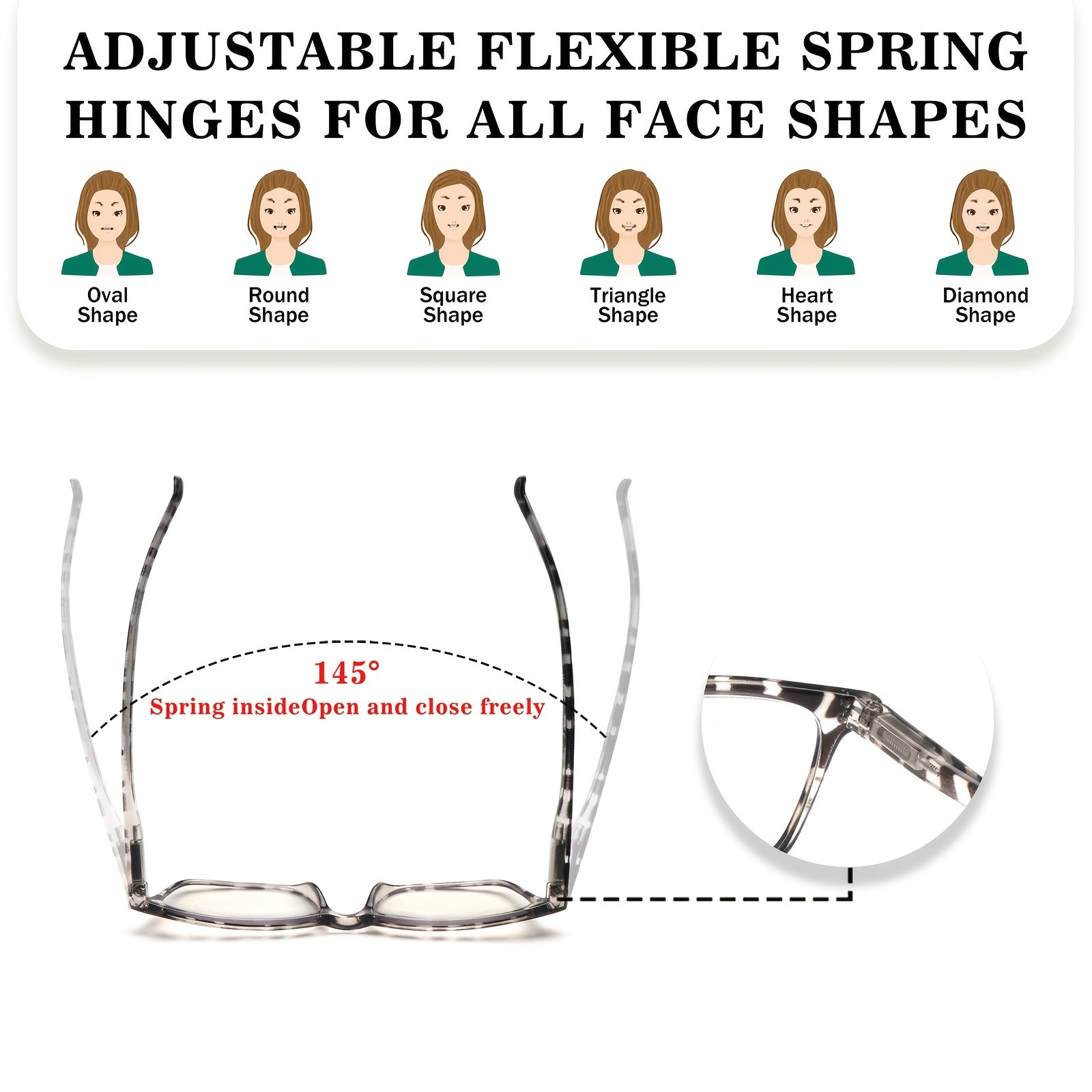 KERECSEN 5 Pack Pack (5pcs) Blue Light Blocking Reading Glasses - Slim Lightweight Clear Square Eyeglasses with Metal Hinges, Suitable for Men & Women, Computer, Tablet, Smartphone - Ideal for Screens & Gifts