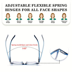 KERECSEN 5pcs Pack 5pcs Blue Light Blocking Reading Glasses with Rectangular Frames - with Metal Hinges, Computer Glasses Suitable for Women & Men, Eyewear for Screens, Office, Bedside - Ideal Gift (Unisex)
