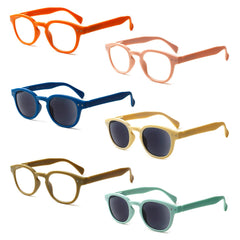 6 Pack Reading Sunglasses for Women and Man Sun Readers Glasses Spring Hinge Outdoor Sunglasses