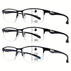 KERECSEN Blue Light Blocking Mutifocal Progressive Reading Glasses with Metal Frame For Men - Computer Eyewear Suitable for Digital Screens, Half-Rame Square/Eye Glasses ( & Frame)