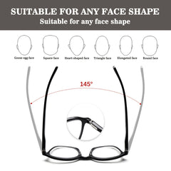 KERECSEN 5-Pack Minimalist Style Reading Glasses for Women And Men Blue-Light Blocking Computer Glasses Fashionable Oval Frame Reading Glasses Reading Glasses with Spring Hinge Lightweight And Comfortable Eyeglasses for Reading