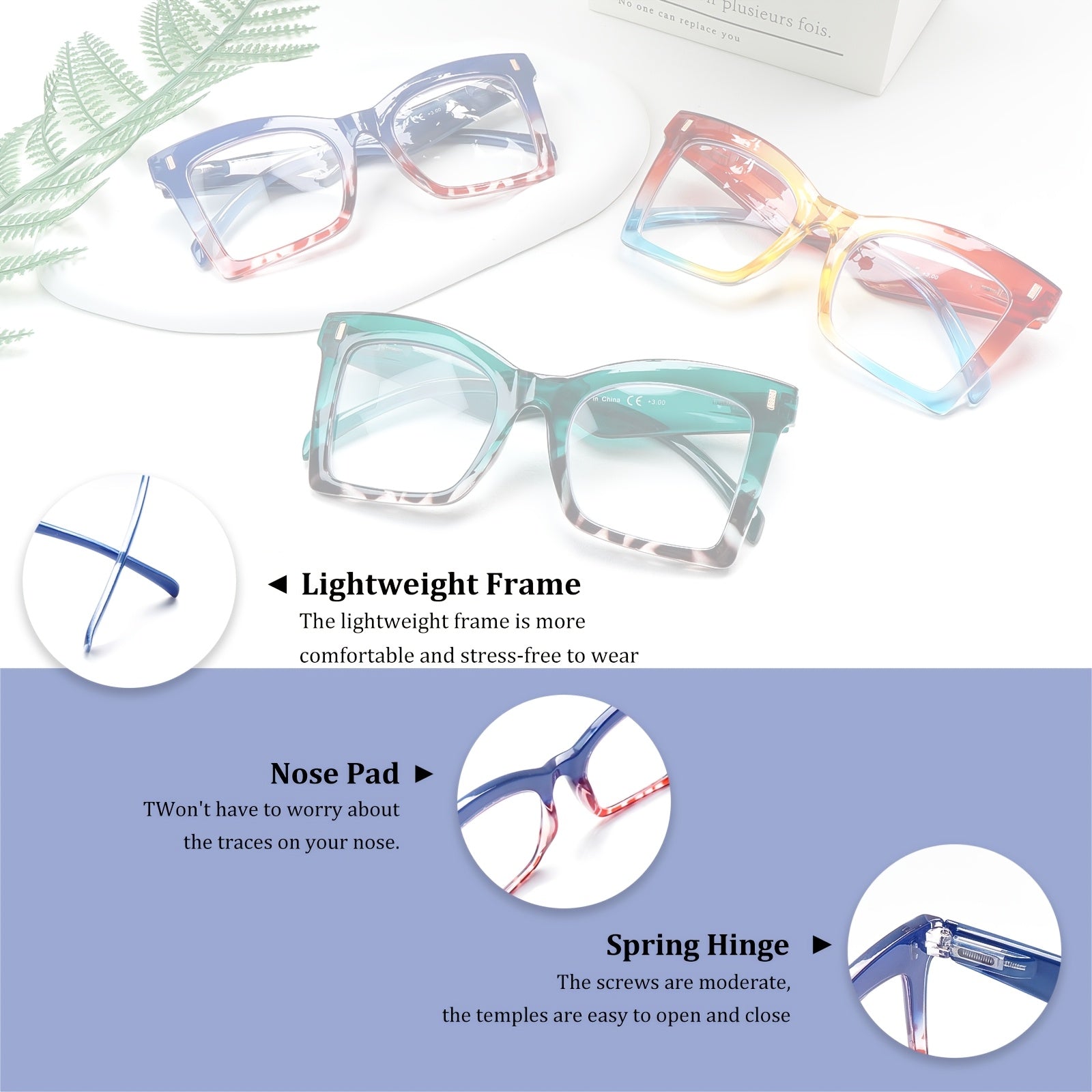 KERECSEN 5 Pairs Large-frame Blue Light-blocking Readingglasses In Stylish Colors, Featuring Spring Hinges Thatsuit A Various Face Shapes. The Premium Blue Light-blocking Lenses Effectively Relieve Eye Strain