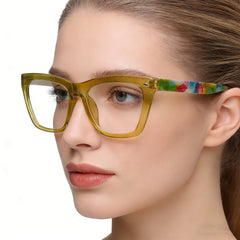 4 Pairs of Square-Frame Anti-Blue Light Women Fashionable Reading Glasses with Metal Spring Hinges Durable Blue Light Blockers for Mobile Phones And Computers Essential Gift for Every Occasion