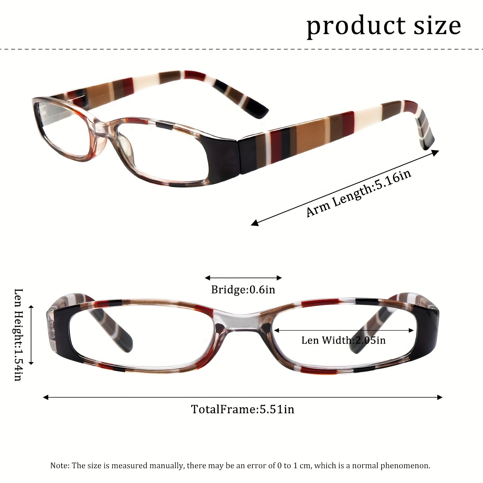 KERECSEN Blue Light Blocking Reading Glasses with Printed Rectangular Frames Anti Blue Light High-definition Lens, Flexible Metal Spring Hinge