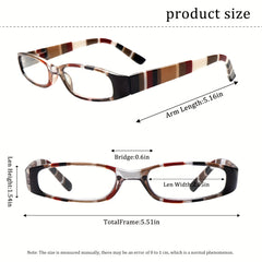 KERECSEN Blue Light Blocking Reading Glasses with Printed Rectangular Frames Anti Blue Light High-definition Lens, Flexible Metal Spring Hinge