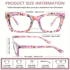 KERECSEN 6-Pack Reading Glasses for Women Anti-blue Light Reading Glasses Computer Readers with Spring Hinges for Various Face Shapes Large Frames Make Your Face Look Smaller Stylish Frames with Floral Print Anti-blue Light Reader for Reading