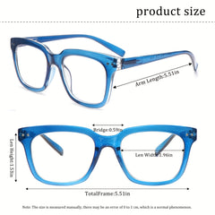 KERECSEN 5pcs Pack 5pcs Blue Light Blocking Reading Glasses with Rectangular Frames - with Metal Hinges, Computer Glasses Suitable for Women & Men, Eyewear for Screens, Office, Bedside - Ideal Gift (Unisex)
