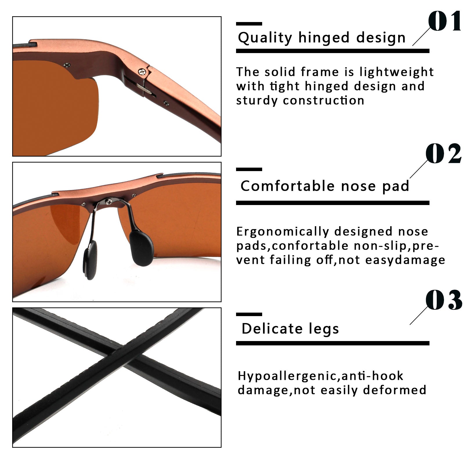 Mens Sports Polarized Sunglasses for Men - Al-Mg metal 8003