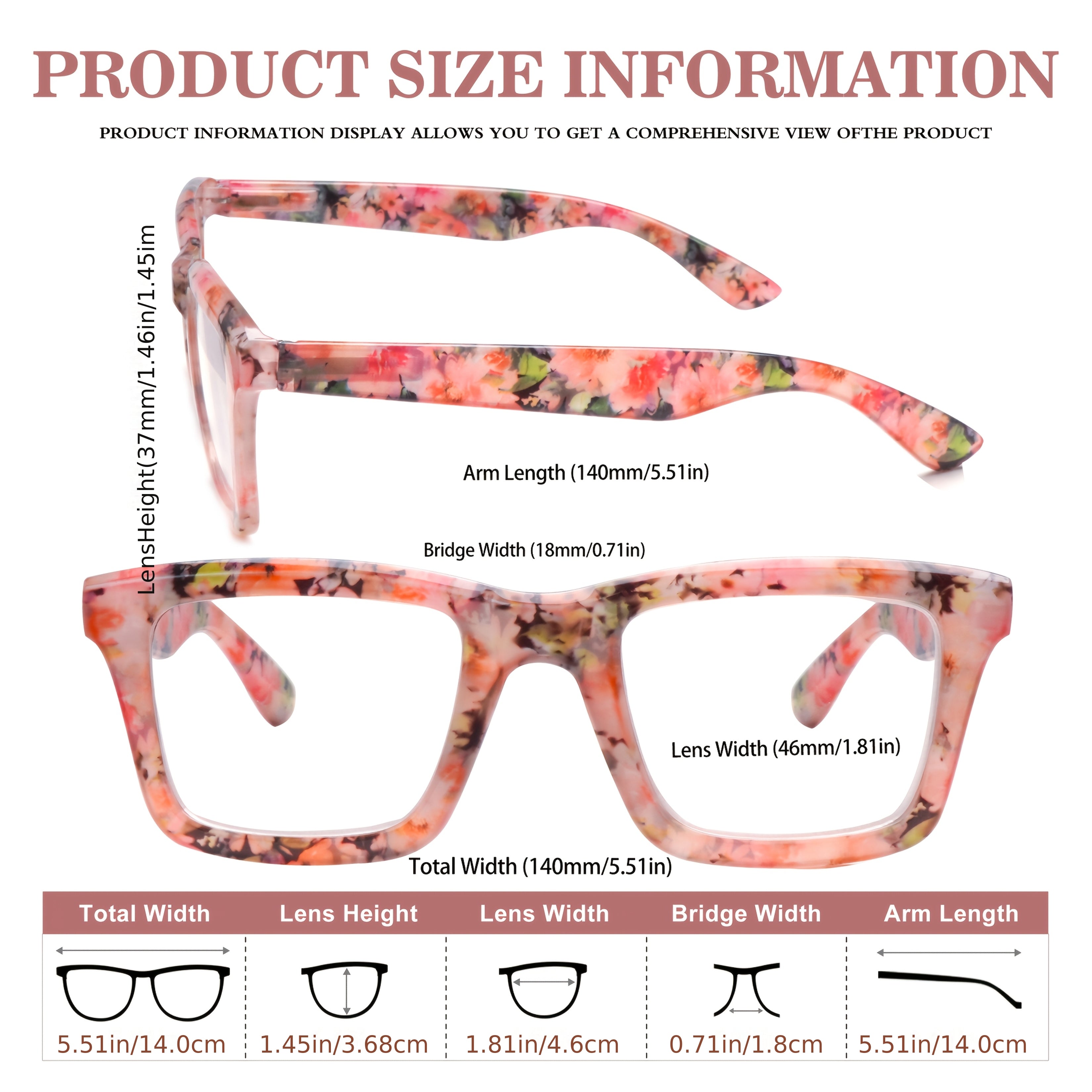 KERECSEN 4-Pack Reading Glasses For Women Blue Light Blocking Computer Reader With Spring Hinges Stylish Eyeglasses Frames With Floral Print Suitable For Daily Wear For Reading And Looking At The Computer Local Warehouse