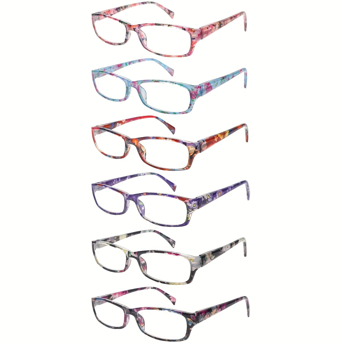 6 PACK Fashionable Anti-blue Light Reading Glasses, Spring Hinges, Specially Designed for Women, Fashionable Accessories, Comfortable Striped Design, Comfortable to Wear. Suitable for Reading, Computer Work, And Daily Commuting.