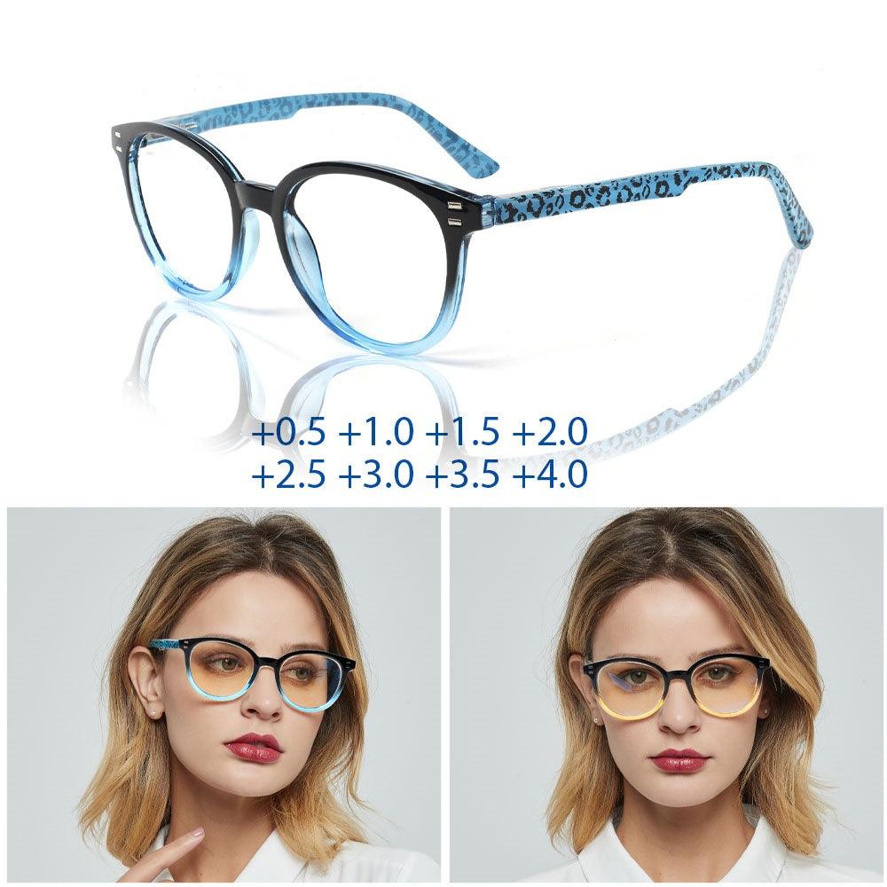 KERECSEN 5 Pack Round Reading Glasses Blue Light Blocking Readers Spring Hinge for Women Men HN143