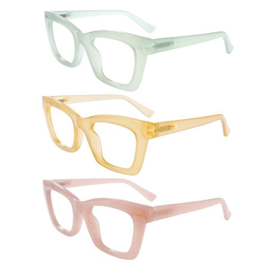 3 Pack Oprah Style Reading Glasses for Women Men Blue Light Blocking Square Fashion Readers with Spring Hinge Computer Eyeglasses