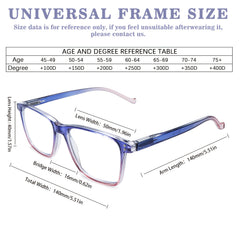 KERECSEN Blue Light Blocking Reading Glasses Suitable for Computer, Digital Screens &, Spring Hinge Eyewear with Full-Rim Frames, Round/Rectangle for Computer Syndrome, Office & Commuting