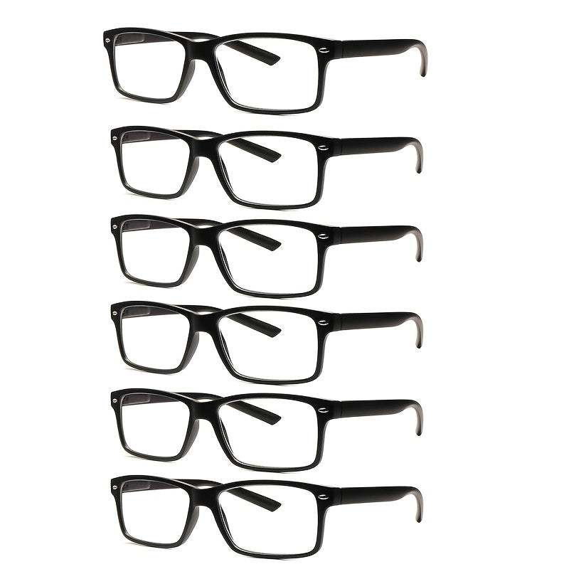 KERECSEN 6pcs Set Of Blue Light Blocking Reading Glasses, Suitable for Both Men And Women, Sturdy Spring Hinges, Lightweight Classic Black Frame, Eye Fatigue, Clear Magnifying Vision, Computer And Daily Use (+1.0 to+5.0)