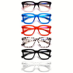 KERECSEN A Set of Six Fashionable And Lightweight Reading Glasses That Block Blue Light, Featuring Spring Hinges And a Large Frame Design. This Portable Pack Comes in Six Colors And Is Suitable for Both Men And Women