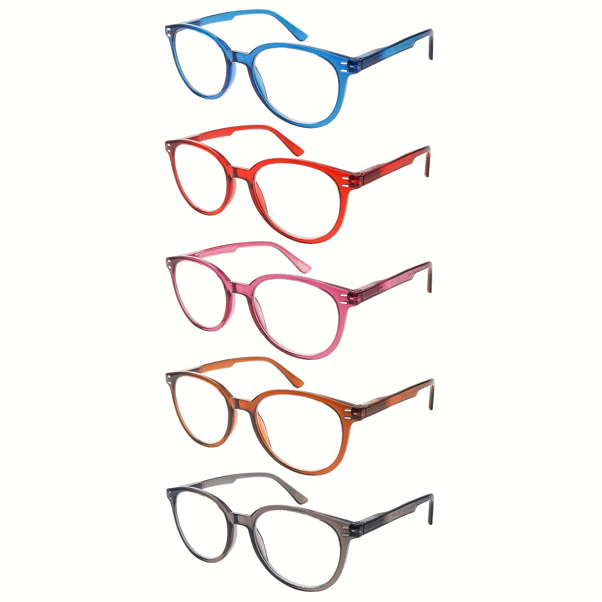 KERECSEN 5 Pairs Stylish-simple Anti-blue Light Reading Glasses For Men/women, With Spring Hinge Design To Meet The Needs Of Multiple People, High-quality Anti-blue Light Lenses To Effectively Block Blue Light, For Daily Commuting, Reading