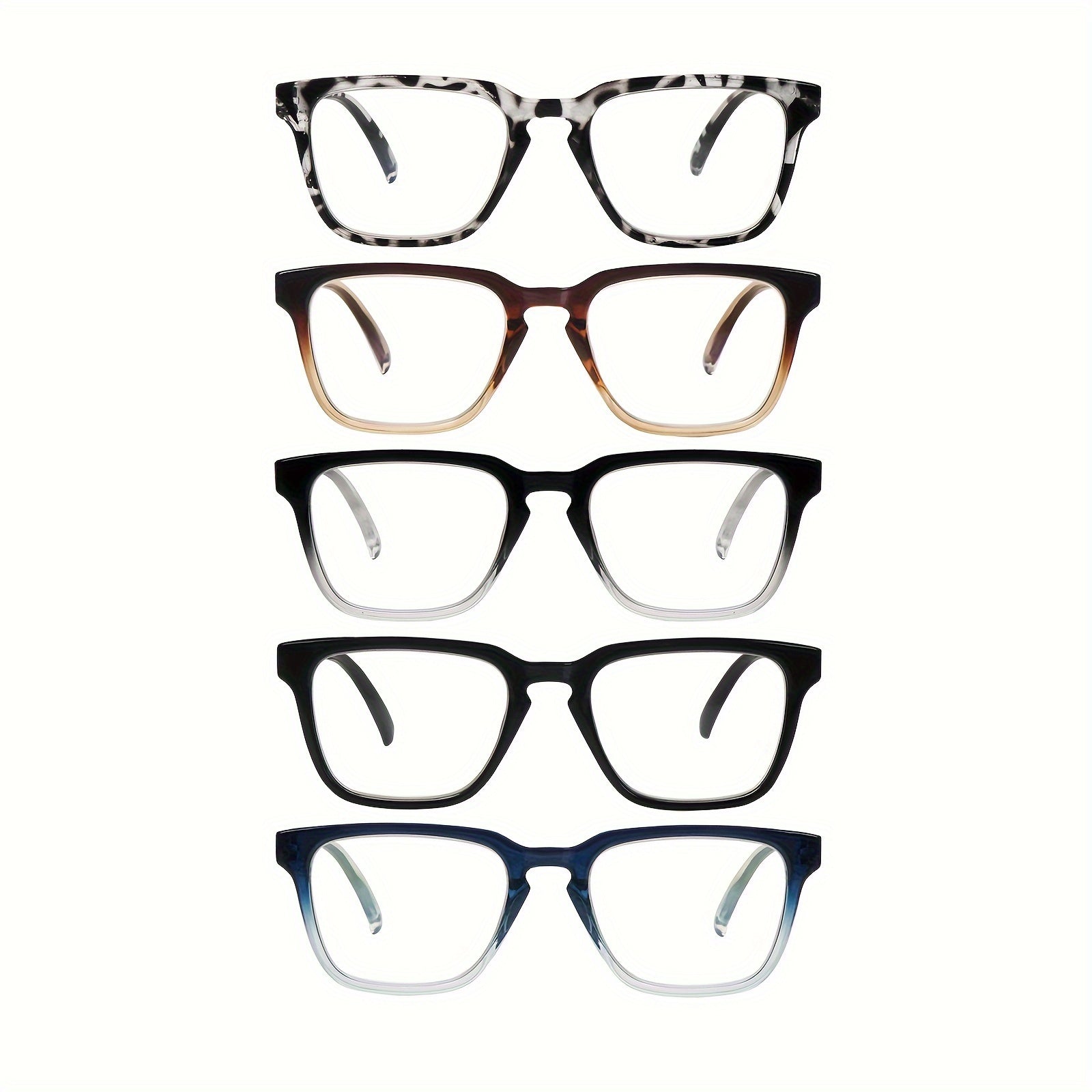KERECSEN 5 Pack Reading Glasses Blue Light Blocking Fashion Frame with Comfortable Spring Hinge Readers Anti Glare UV Eyeglasses Reduce Eye Strain and Fatigue for Women and Men