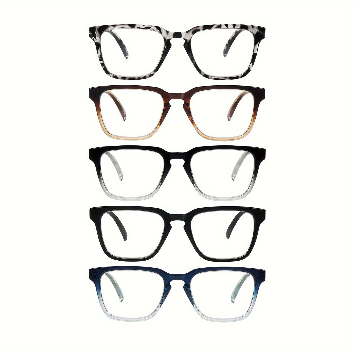 KERECSEN 5 Pack Reading Glasses Blue Light Blocking Fashion Frame with Comfortable Spring Hinge Readers Anti Glare UV Eyeglasses Reduce Eye Strain and Fatigue for Women and Men