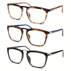 EKRECSEN Set of 3 Multifocal Blue Light Blocking Reading Glasses for Men Women, Ultra Light Plastic Frame Progressive Readers with Spring Hinges, No Line Presbyopia Eyeglasses