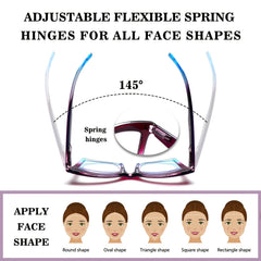 KERECESN 5-Pack Fashion Men And Women, Blue Light Protection with Oversized Square Frames And Spring Hinges, And Premium Blue Light-Blocking Lenses to Effectively Eye Strain. Reading And Computer Work, Holiday Gift