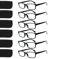 KERECSEN 6 Pack Anti Blue Light Reading Glasses for Men Women with Spring Hinges Classic Computer Glasses CG097