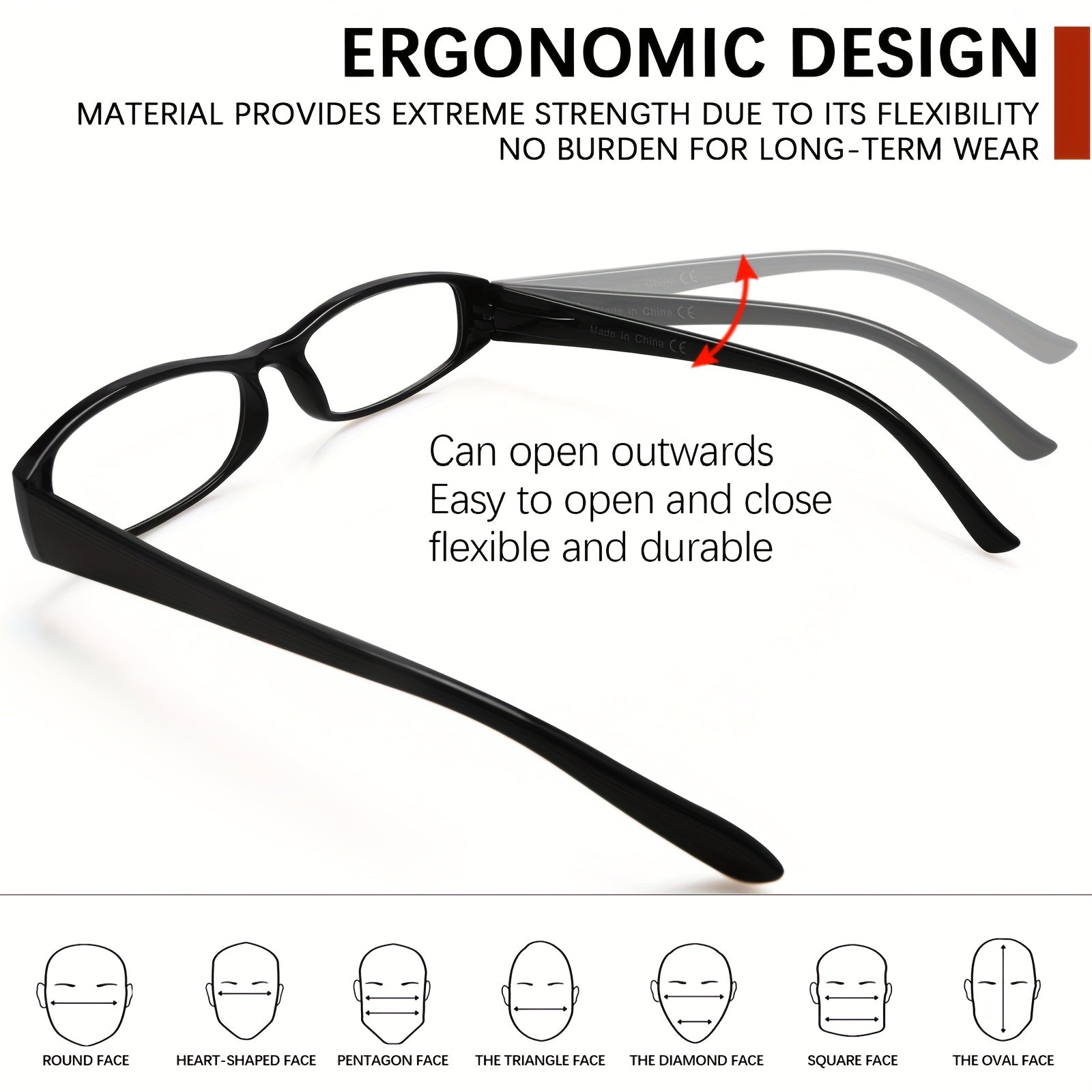 KERECSEN 5pcs Reading Glasses for Women Delicate Narrow Frames Anti-Blue Light Lenses Blue-Light Blocking Computer Readers Rectangle Frame with Spring Hinges Lightweight And Fashionable Eyeglasses Value Eyewear Set