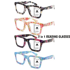 KERECSEN 4 Pairs of Women'S Reading Glasses Oprah Style Presbyterian Glasses Computer Phone Reader Anti Blue Light Blocking Blue Light Damage to Eyes Elegant Metal Spring Hinges Birthday Gift Holiday Gift for Girls +225 Degree +400 Degree