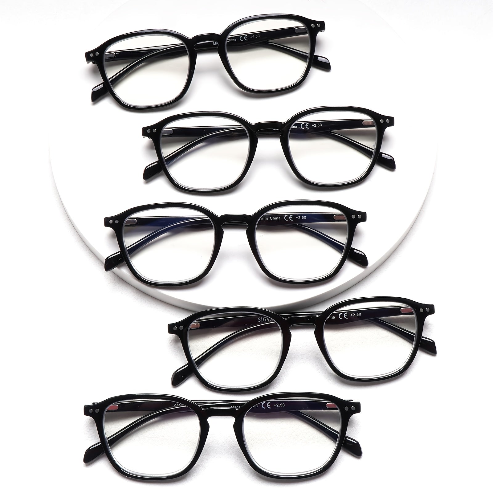 KERECSEN 5-Pack Minimalist Style Reading Glasses for Women And Men Blue-Light Blocking Computer Glasses Fashionable Oval Frame Reading Glasses Reading Glasses with Spring Hinge Lightweight And Comfortable Eyeglasses for Reading