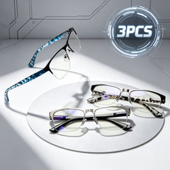 KERECSEN 3-Pair Metal Frame Reading Glasses Unisex Plastic Temples Blue Light Blocking Computer And Mobile Use Features: - Metal Spring Hinges - Lightweight And Durable - Stylish Design - Perfect Gift for Elders on Christmas Or Halloween