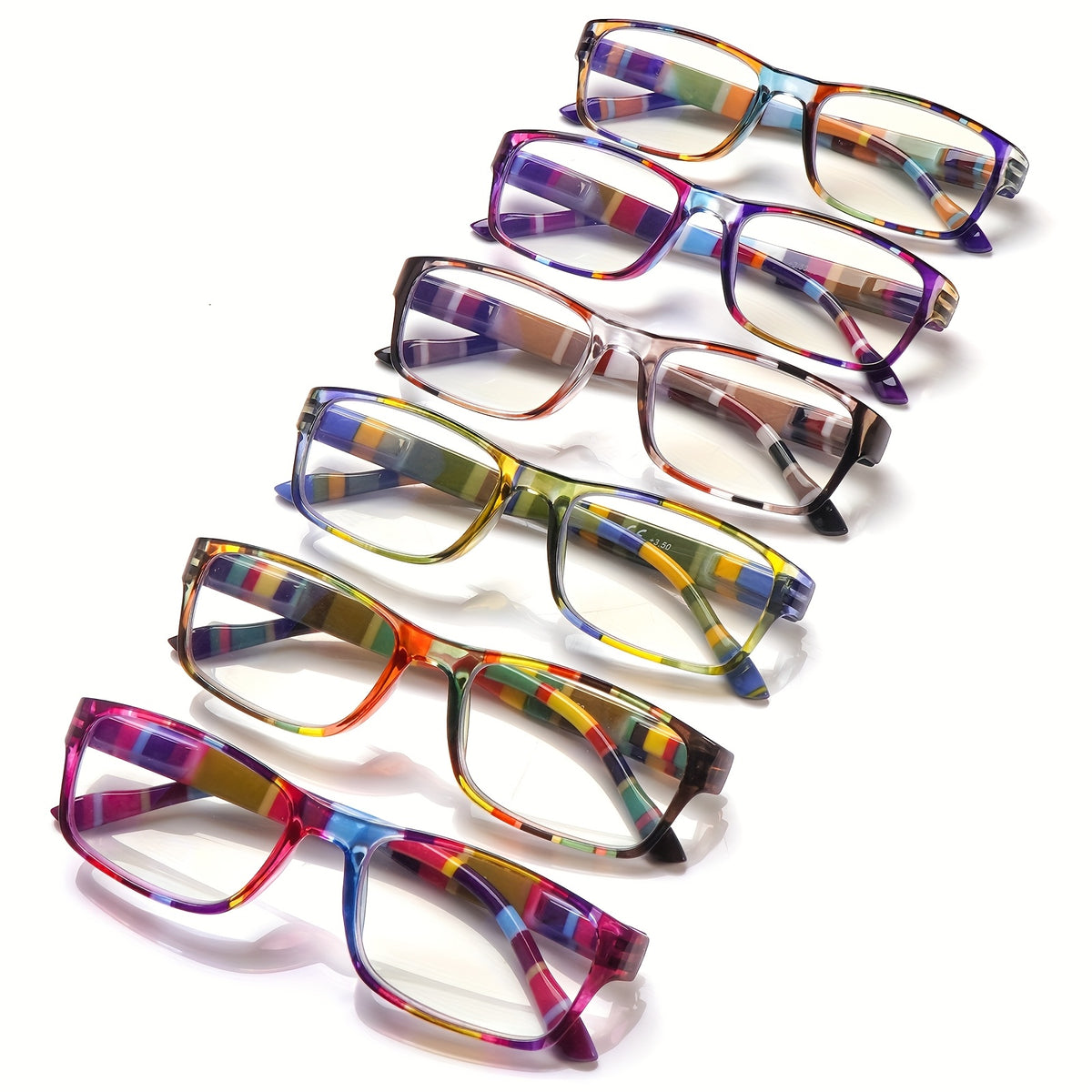 KERECSEN 6 Pack Rainbow Lucky Reading Glasses for Women Blue Light Blocking, Plastic Frames with Spring Hinges, Rainbow Lucky Charm, Lady's Exquisite Reading Glasses, Delicate Style Glasses Fashionable Daily & Christmas Decoration Gift Sets