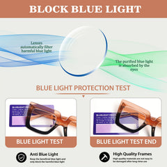KERECSEN 4-Pack Fashionable Anti-Blue Light Reading Glasses, Designed For Women Featuring Oversized Square Frames With Spring Hinges, Premium Anti-blue Light Lenses, And Stylish Accessories Ideal For Reading And Computer Work