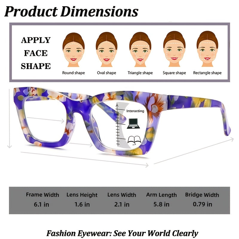 KERECSEN 3-Pack Oprah Style Women Blue Light Blocking Computer Square Readers with Spring Hinge Men Give Away Eyeglass Cloths And Eyeglass Bags
