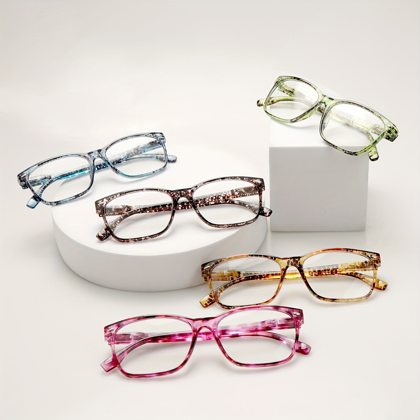 KERECSEN 5 Pack Blue Light Blocking Reading Glasses | Fashion Printed, Lightweight, Anti-Slip, with Spring Hinges, Multi-Color Options for Women, Suitable for Various Occasions