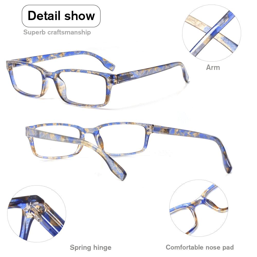 KERECSEN 5 Pack Anti-Blue Light Reading Glasses for Men and Women with Spring Hinges for Computer Readers FLGHN097