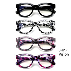 KERECSEN 4 Pairs Of Round-Frame Reading Glasses for Women Blue Light Blocking Readers Metal Spring Hinges Thick-Frame Women's Eyeglasses 12 Prescription Strengths Available Blue, Purple, Green Christmas Gifts for Friends And Family