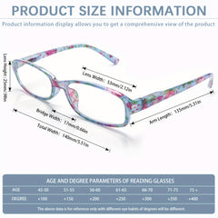 KERECSEN 6-Pack Reading Glasses For Women Fashionable With Blue Light Blocking Computer Glasses Spring Hinges Plastic Frames Stylish Rectangular Design Comfortable Ladies Readers Pattern Print Eyeglasses Anti Glare Anti-Blue Light Lenses