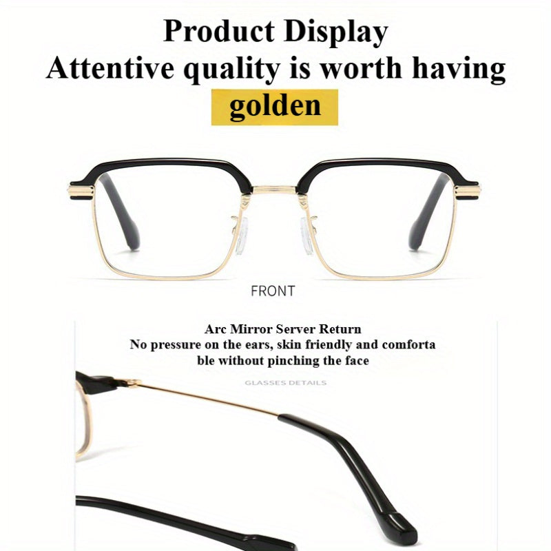 KERECSEN 2pcs Business Fashion Ultra-Light Metal Square Full-Frame Photochromic Men And Women, High-Definition Magnifying +1.0 to +4.0