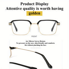 KERECSEN 2pcs Business Fashion Ultra-Light Metal Square Full-Frame Photochromic Men And Women, High-Definition Magnifying +1.0 to +4.0