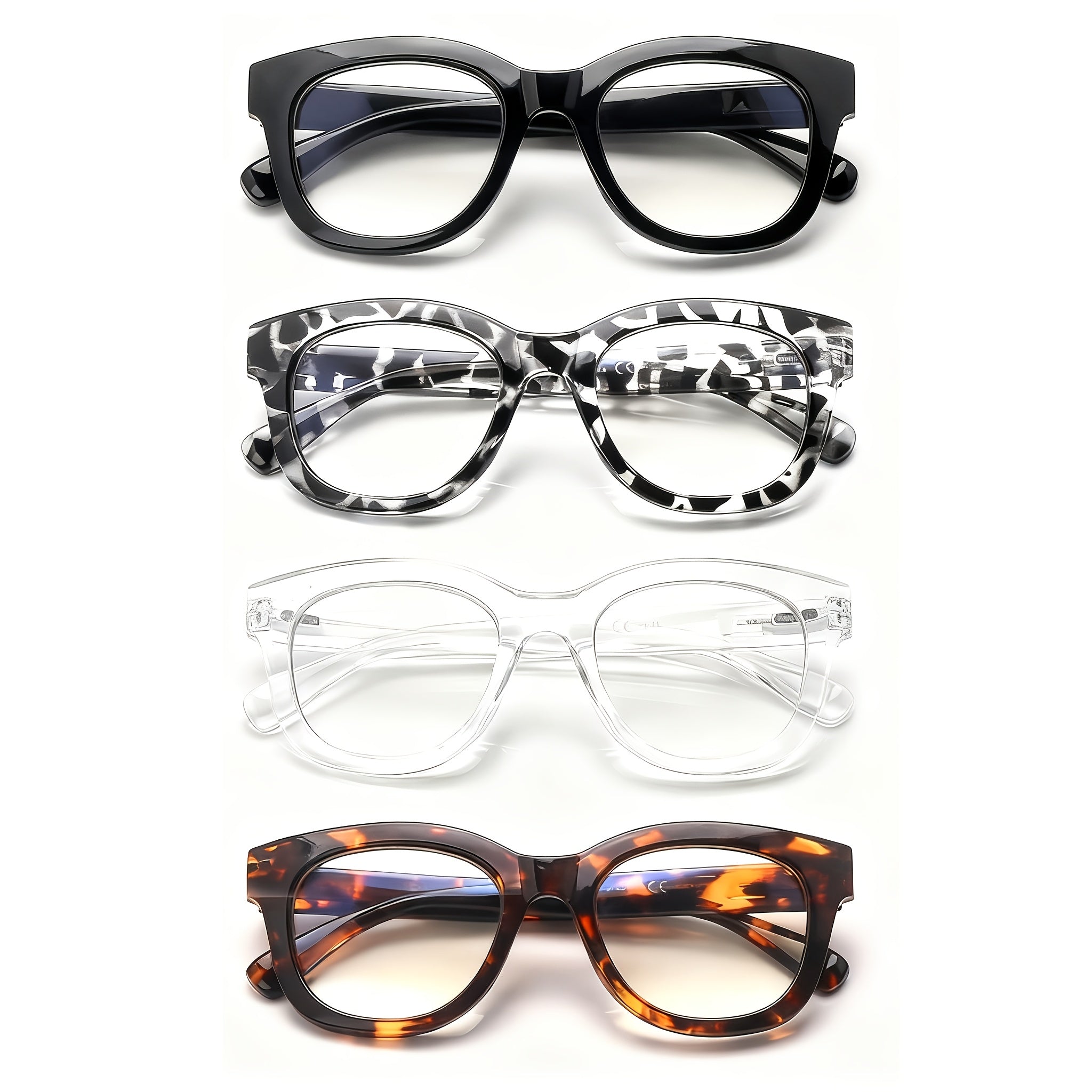 KERECSEN Set of 4 Reading Glasses Designed for Women Featuring Spring Hinges, Three Different Vision Strengths, Blue Light Blocking Lenses, And Fashionable Prints, Making Them a Versatile Vision Aid And Perfect for Valentine'S Day Gifts