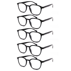 KERECSEN 5-Pack Minimalist Style Reading Glasses for Women And Men Blue-Light Blocking Computer Glasses Fashionable Oval Frame Reading Glasses Reading Glasses with Spring Hinge Lightweight And Comfortable Eyeglasses for Reading