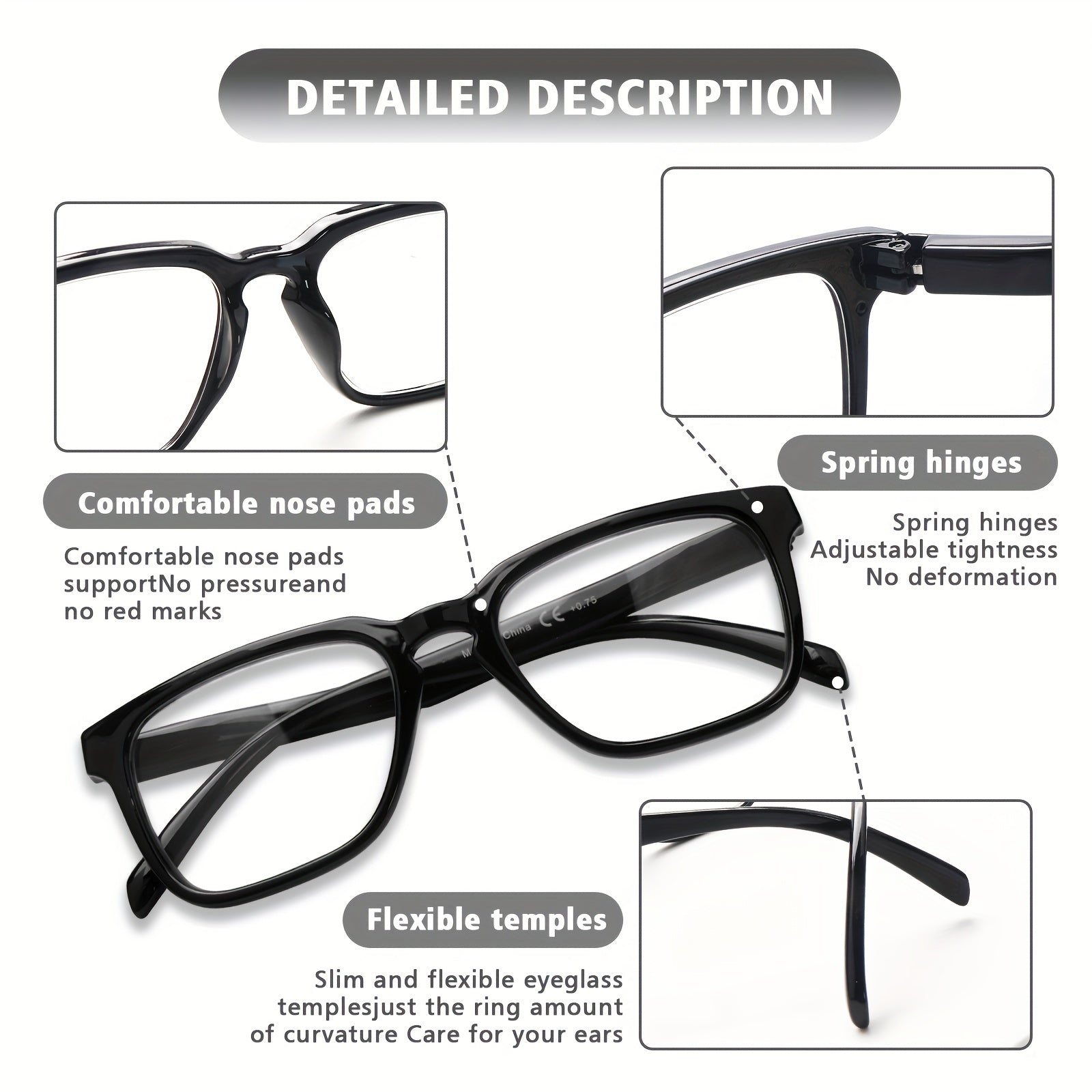 KERECSEN 5 Pack Reading Glasses Blue Light Blocking Fashion Frame with Comfortable Spring Hinge Readers Anti Glare UV Eyeglasses Reduce Eye Strain and Fatigue for Women and Men