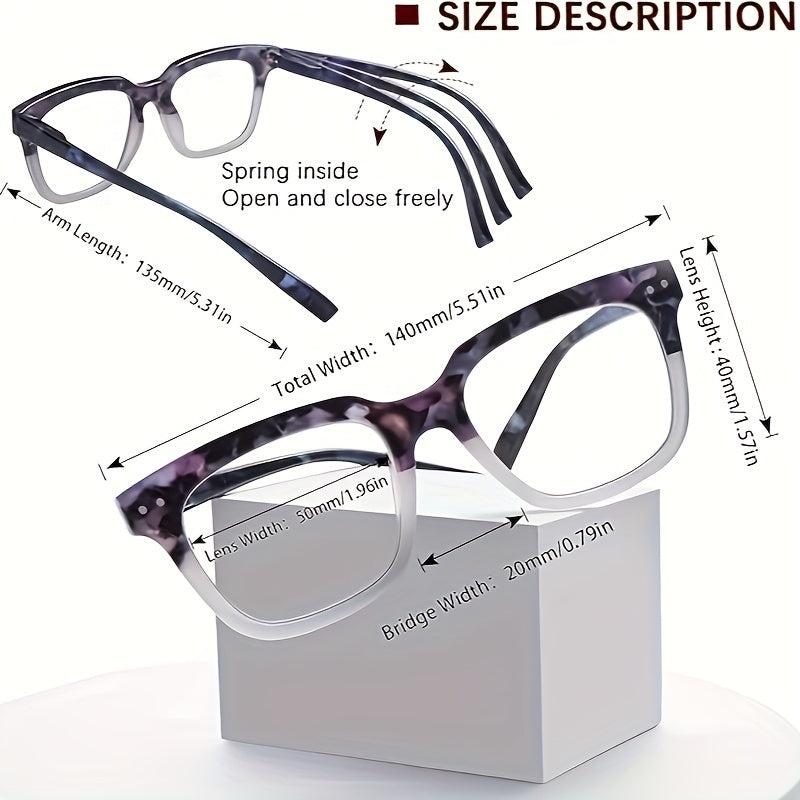KERECSEN 5 Pack Reading Glasses  Light Blocking Fashion Ladies Readers Comfortable Flexible Spring Hinges Square Computer Eyeglasses for Women