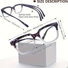 KERECSEN 5 Pack Reading Glasses  Light Blocking Fashion Ladies Readers Comfortable Flexible Spring Hinges Square Computer Eyeglasses for Women