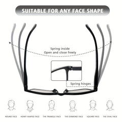 KERECSEN 5 Pack Reading Glasses Blue Light Blocking Fashion Frame with Comfortable Spring Hinge Readers Anti Glare UV Eyeglasses Reduce Eye Strain and Fatigue for Women and Men