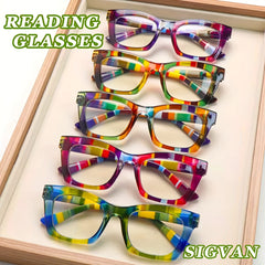 KERECSEN Blue Light Blocking Reading Glasses For Women Classic Striped Pattern Frames With Spring Hinge Design Premium Blue Light Blocking Lenses Stylish Accessory, Comfortable And Durable Ideal For Reading, Daily Commuting, And Computer Work