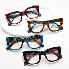 KERECSEN 4 Pack Stylish Cat-Eye Frame Blue Light Blocking Reading Glasses for Women with Metal Spring Hinges, High-Quality Tortoiseshell Color, Elegant Women's Reading Glasses for Casual Attire, Great As A Gift