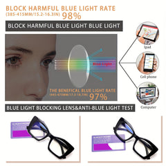 4 Pack Cat Eye Frames Women's Reading GlassesComputer and Cell Phone Readers Anti-Blue Light BlockingProtects Eyes from Blue Light Spring Hinges