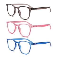 3 Pack Reading Glasses Trendy Women's Reading Glasses with Spring Hinges Anti-Blue Light Prevents Eyestrain Dry Computer Reading Glasses