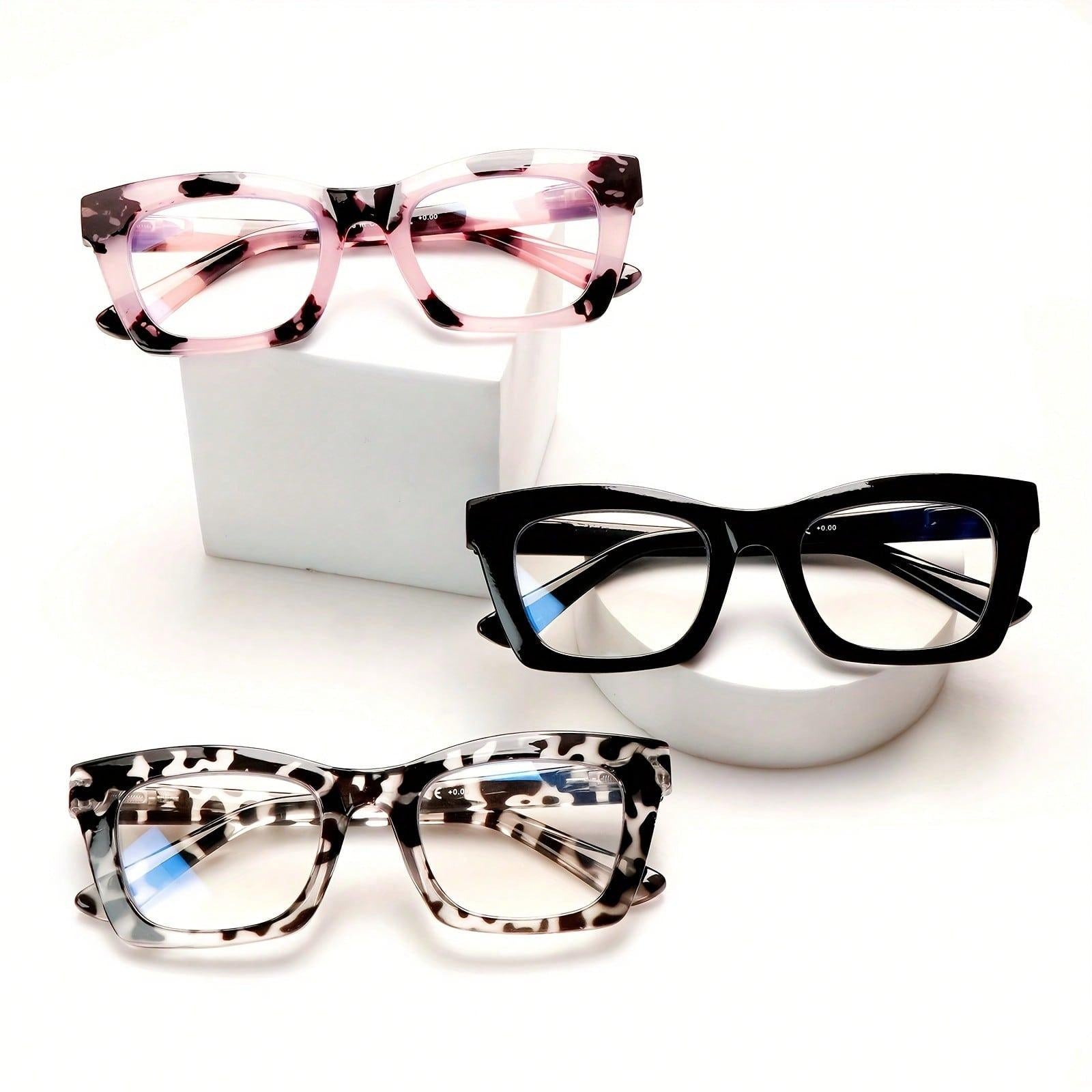 3 Pack Oversize Reading Glasses for Women with Blue Light Blocking Spring Hinges Large Frame Reading Glasses